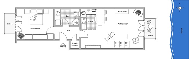 Grundriss der Ferienwohnung Haffkrug